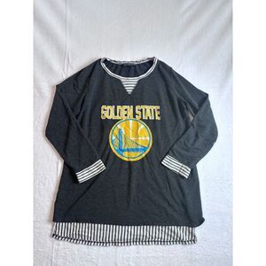 Game day Golden State Warriors Long Sleeve Blouse Striped Women's XL/XXL *